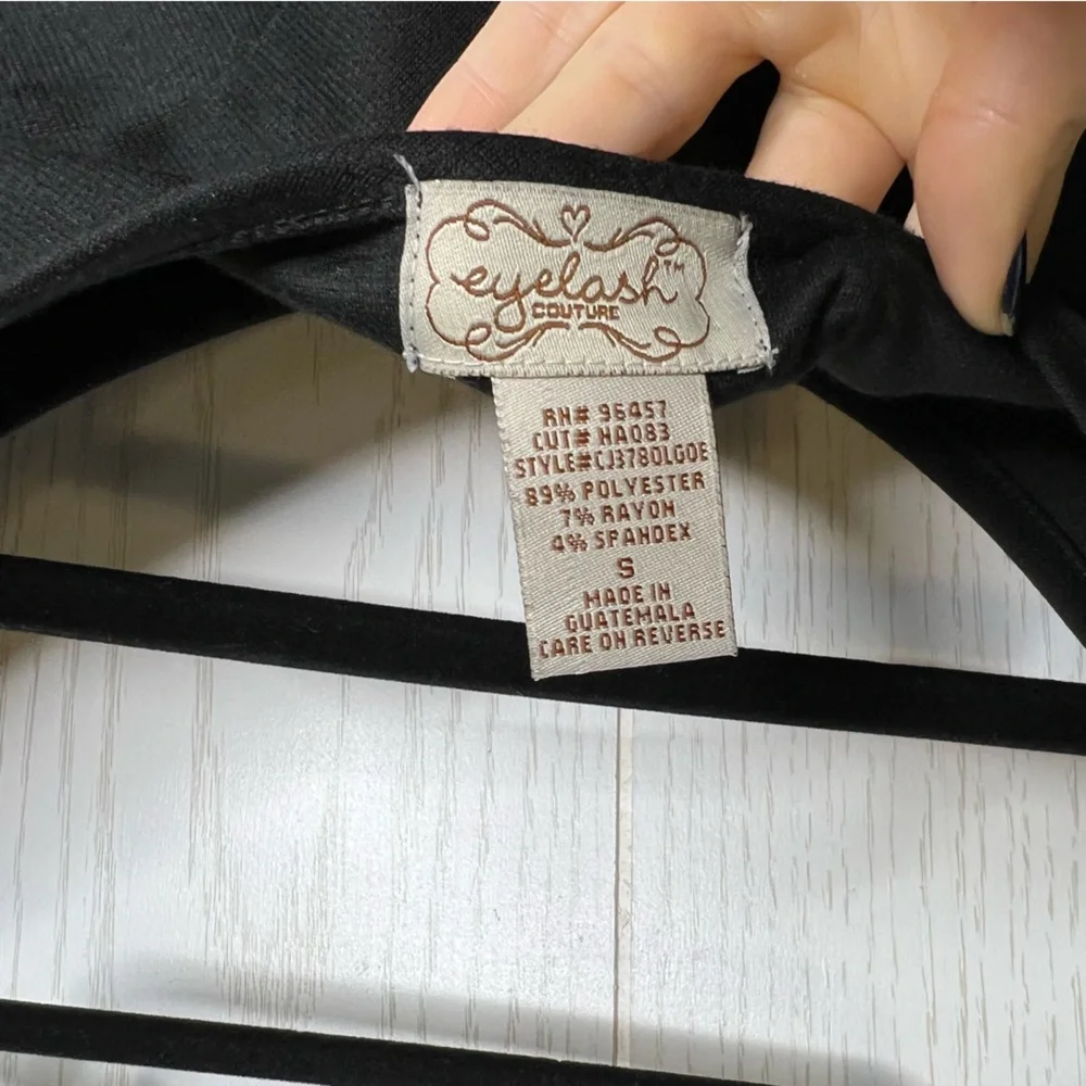 Eyelash Couture Casual Peplum Black Short Sleeve Top Size Small - Picture 3 of 3